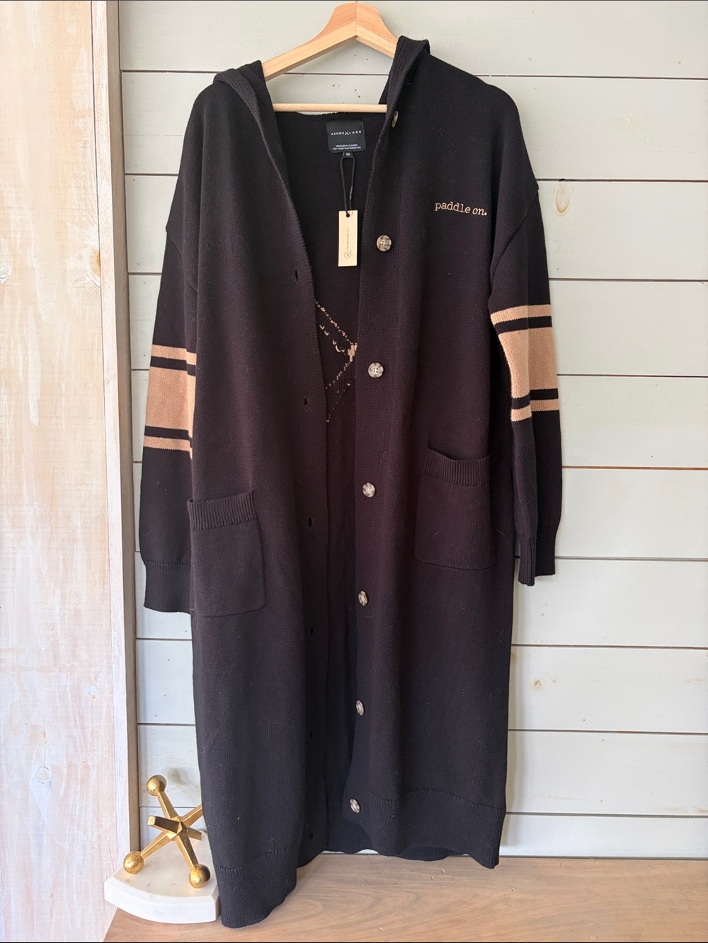 Canoe + Lake “Paddle On” Long Hooded Cardigan | Size M | NWT